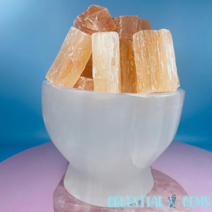 Selenite (Satin Spar) 'Fire Bowl' Large Lamp 20cm