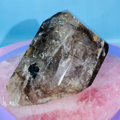 Skeletal Smoky Quartz Large Freeform with Black Tourmaline