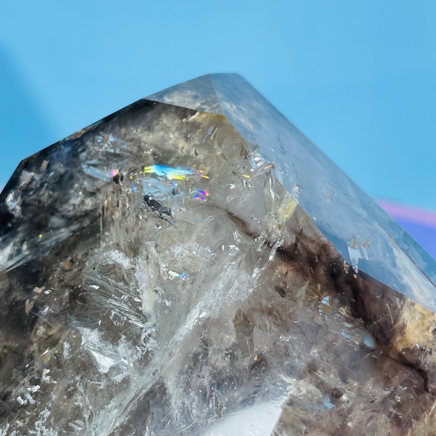 Skeletal Smoky Quartz Large Freeform with Black Tourmaline