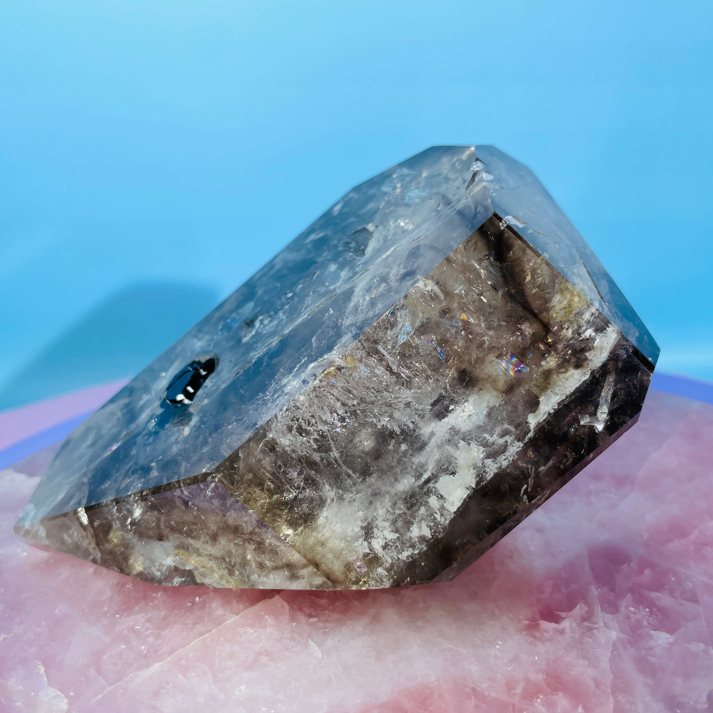 Skeletal Smoky Quartz Large Freeform with Black Tourmaline