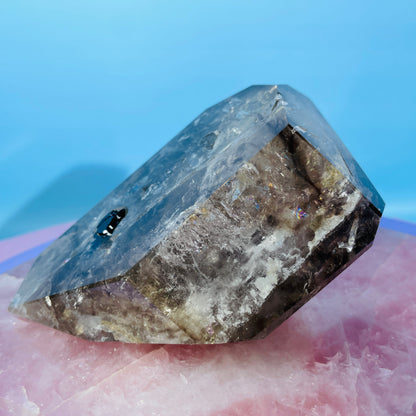 Skeletal Smoky Quartz Large Freeform with Black Tourmaline