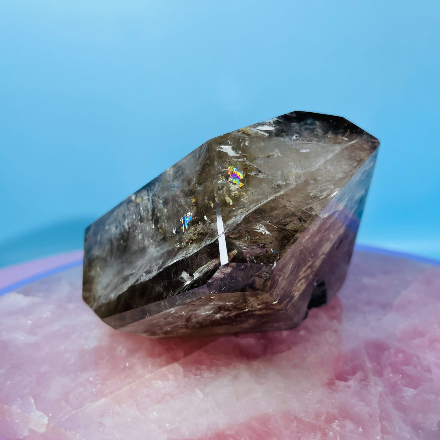 Skeletal Smoky Quartz Large Freeform with Black Tourmaline