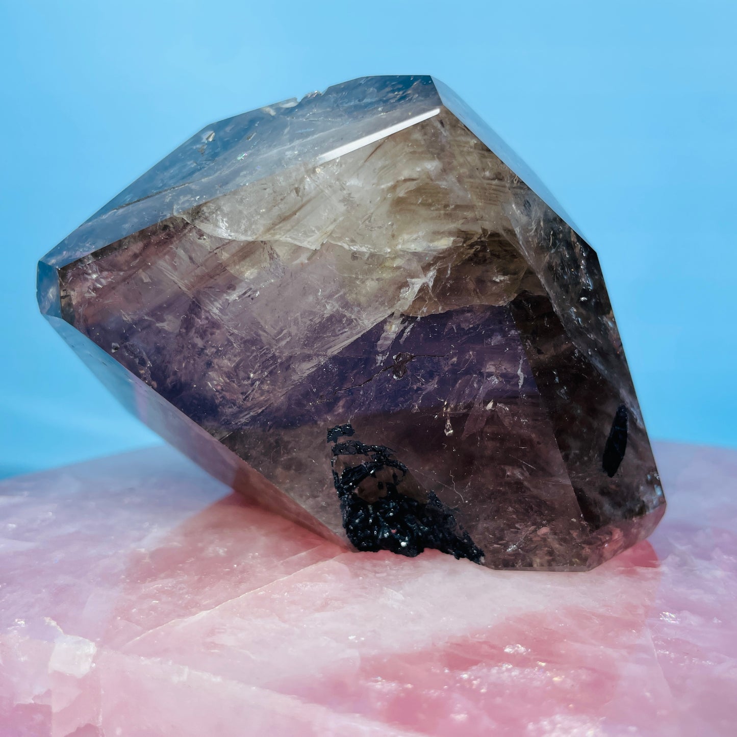 Skeletal Smoky Quartz Large Freeform with Black Tourmaline