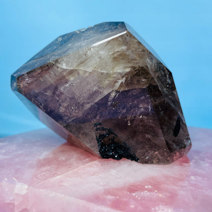 Skeletal Smoky Quartz Large Freeform with Black Tourmaline
