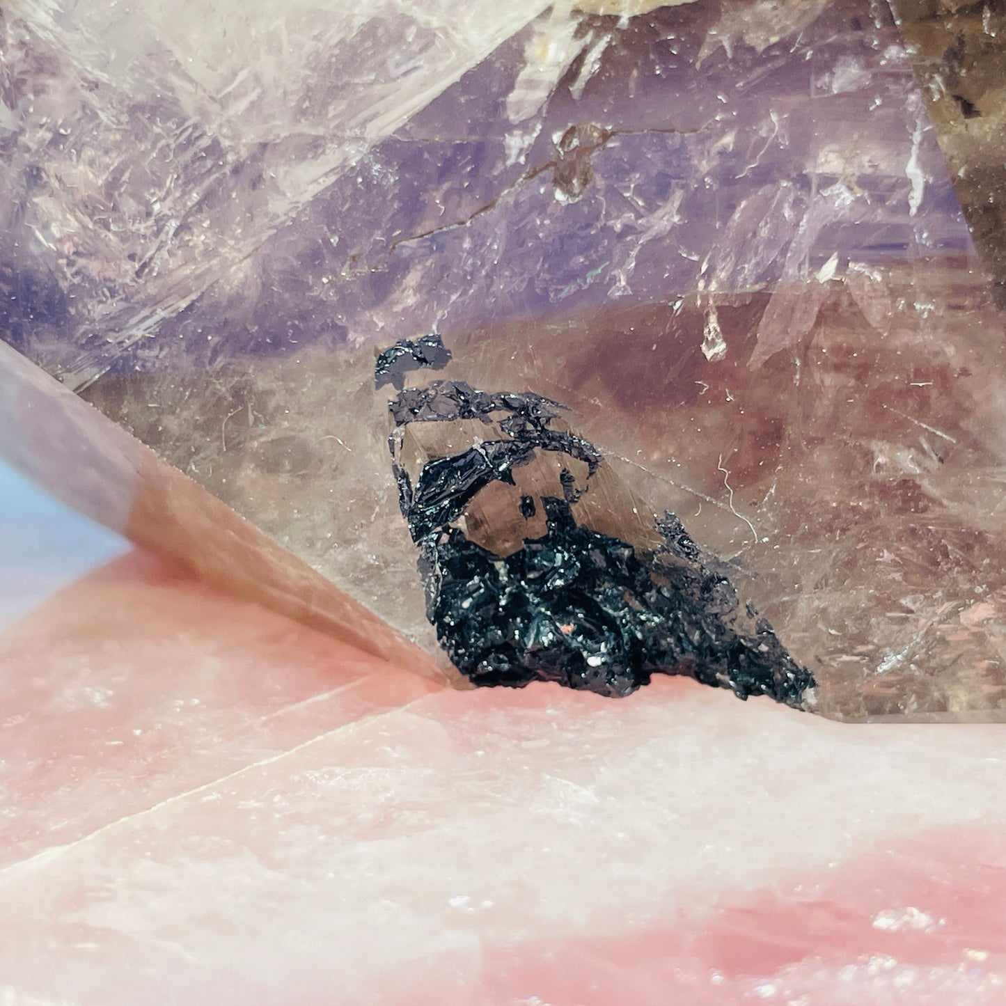 Skeletal Smoky Quartz Large Freeform with Black Tourmaline
