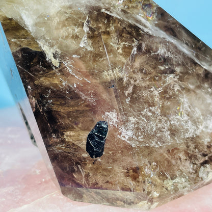 Skeletal Smoky Quartz Large Freeform with Black Tourmaline