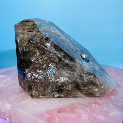 Skeletal Smoky Quartz Large Freeform with Black Tourmaline