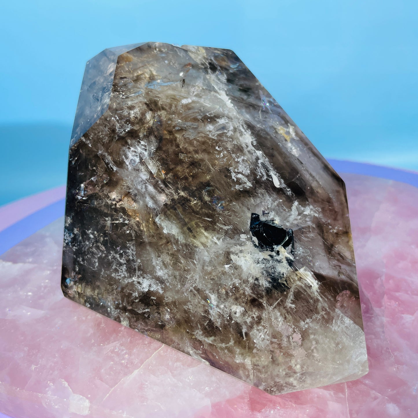 Skeletal Smoky Quartz Large Freeform with Black Tourmaline