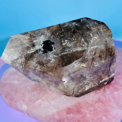 Skeletal Smoky Quartz Large Freeform with Black Tourmaline