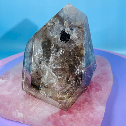 Skeletal Smoky Quartz Large Freeform with Black Tourmaline