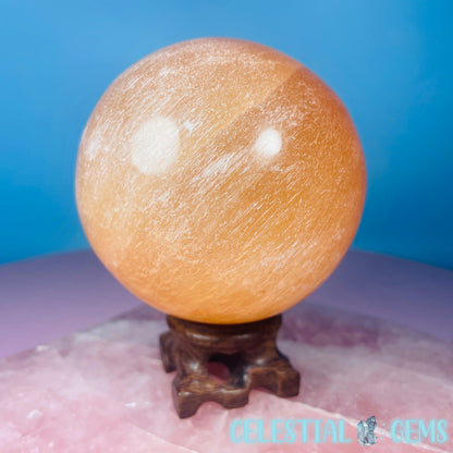 Orange Selenite (Satin Spar) Large Sphere 8cm