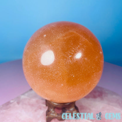 Orange Selenite (Satin Spar) Large Sphere 8cm