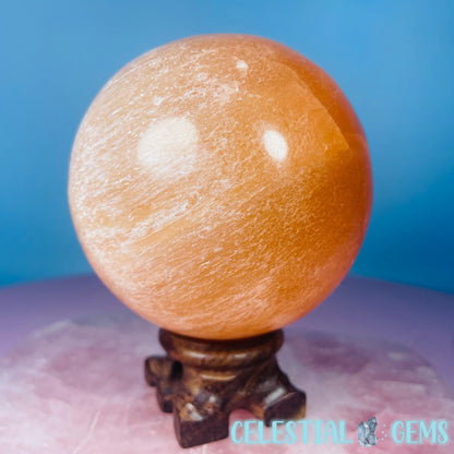 Orange Selenite (Satin Spar) Large Sphere 8cm