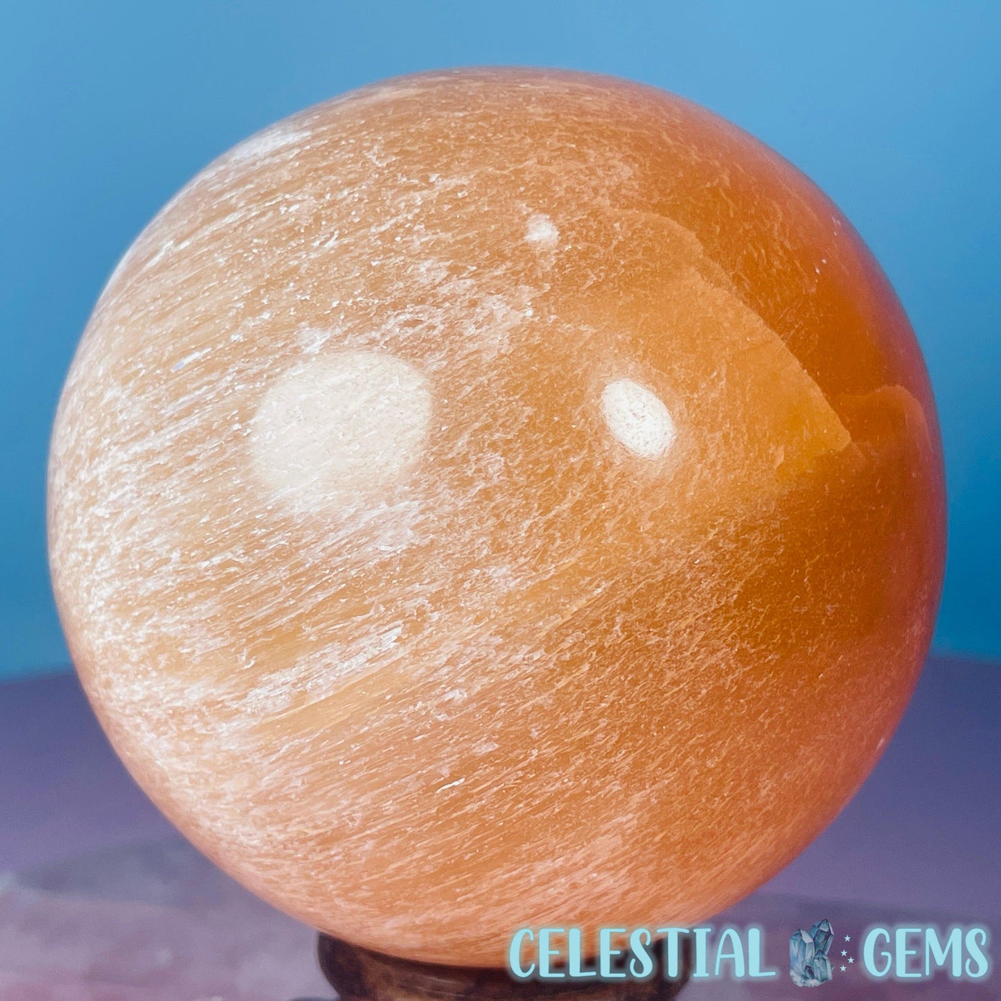 Orange Selenite (Satin Spar) Large Sphere 8cm