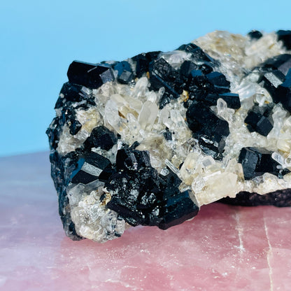 Namibian Black Tourmaline + Quartz Small Cluster Specimen