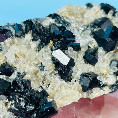 Namibian Black Tourmaline + Quartz Small Cluster Specimen