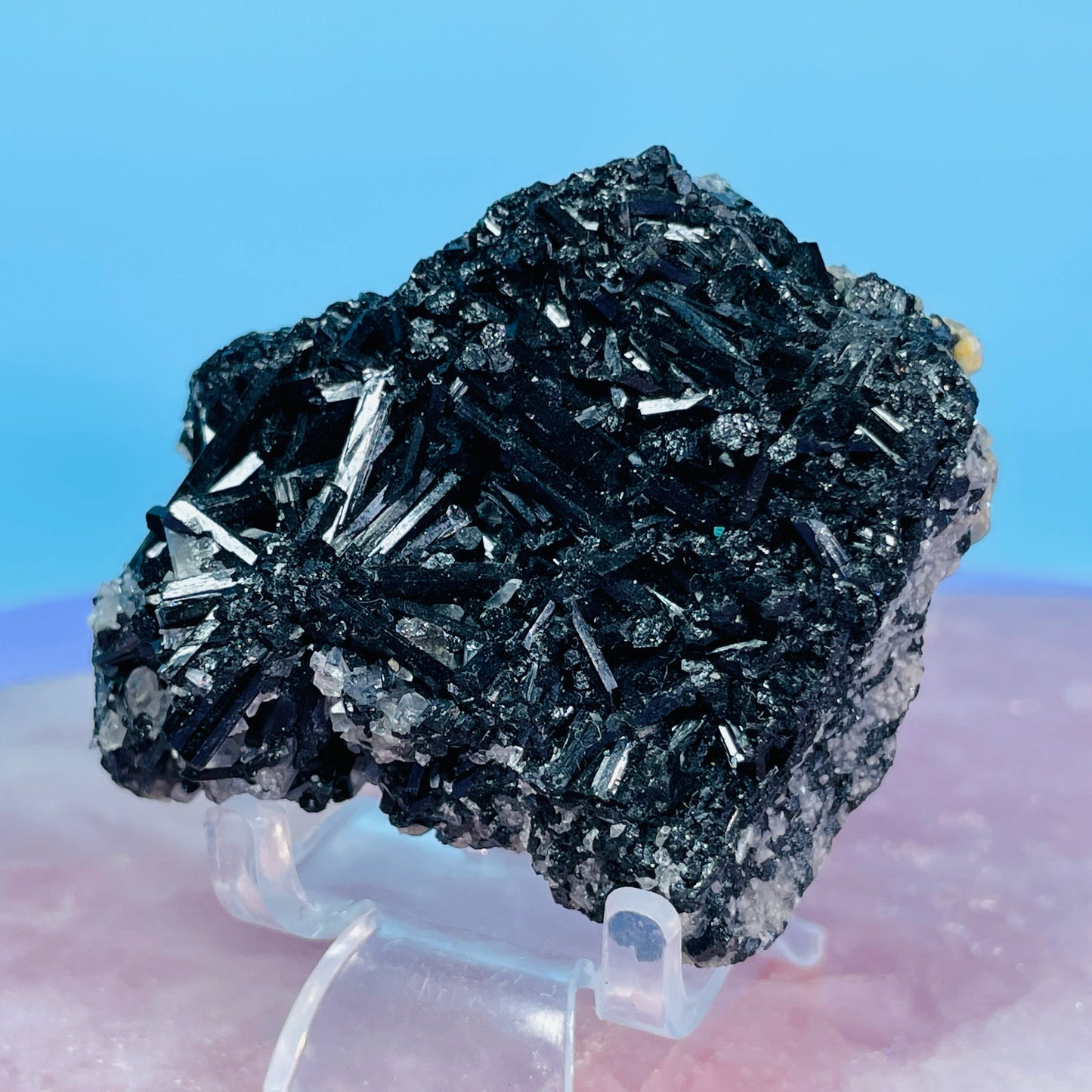 Namibian Black Tourmaline + Yellow Mica Small Cluster Specimen