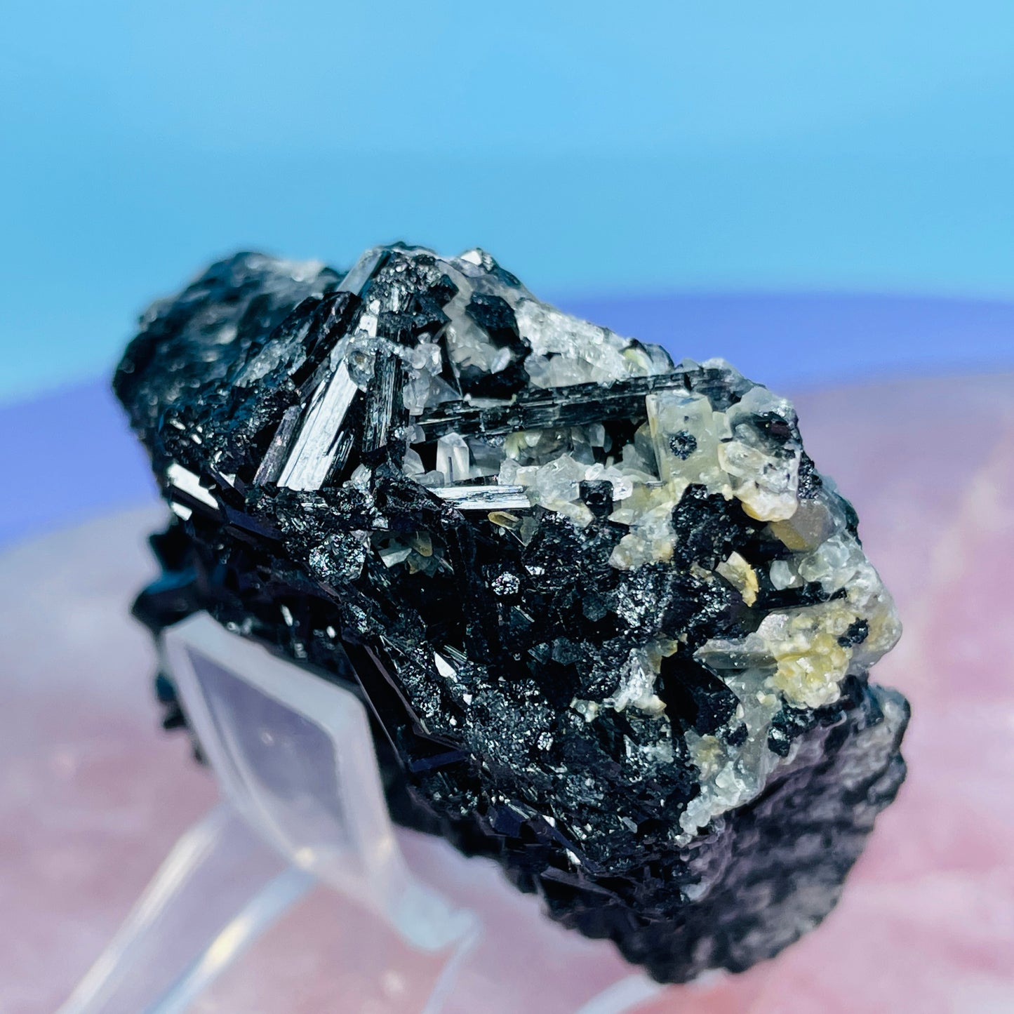 Namibian Black Tourmaline + Yellow Mica Small Cluster Specimen
