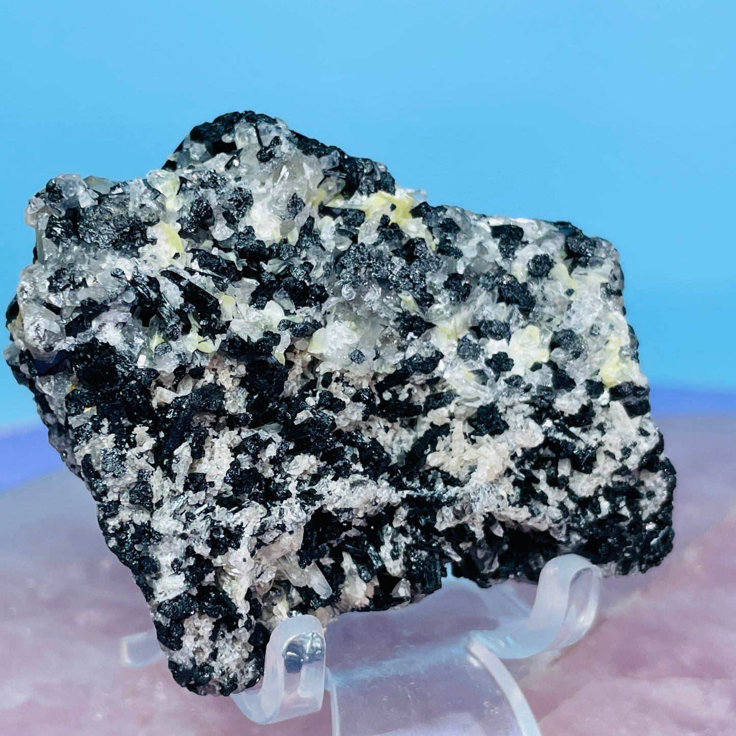 Namibian Black Tourmaline + Yellow Mica Small Cluster Specimen