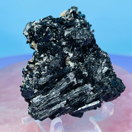 Namibian Black Tourmaline + Yellow Mica Small Cluster Specimen