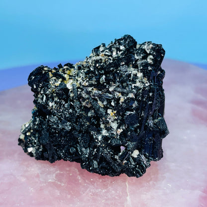 Namibian Black Tourmaline + Yellow Mica Small Cluster Specimen