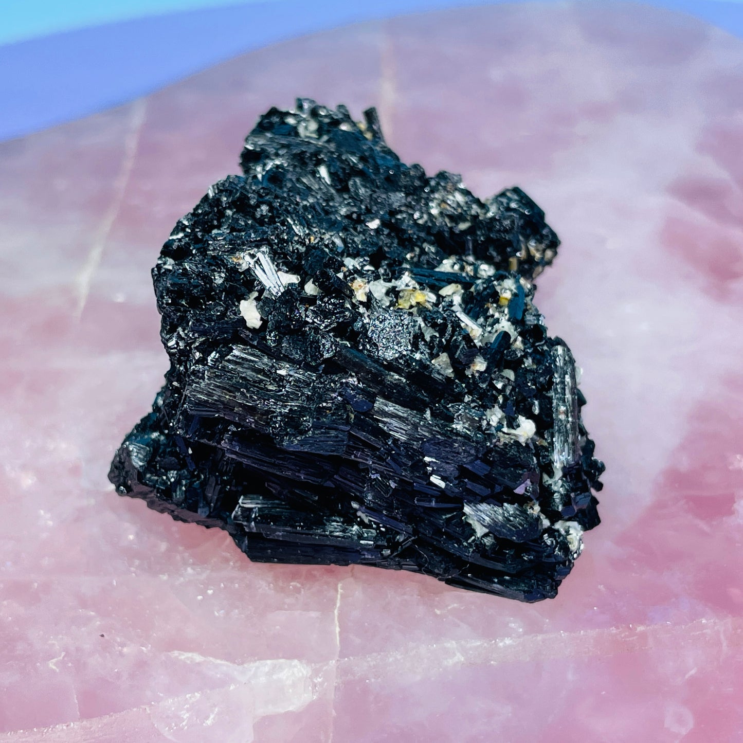 Namibian Black Tourmaline + Yellow Mica Small Cluster Specimen