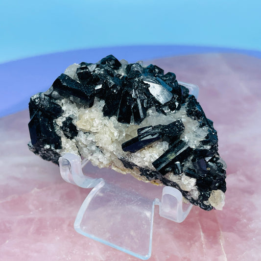 Namibian Black Tourmaline + Quartz Small Cluster Specimen