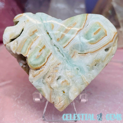 Blue Aragonite Medium Heart Carving