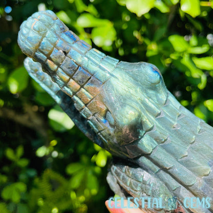 Labradorite Crocodile Large Carving