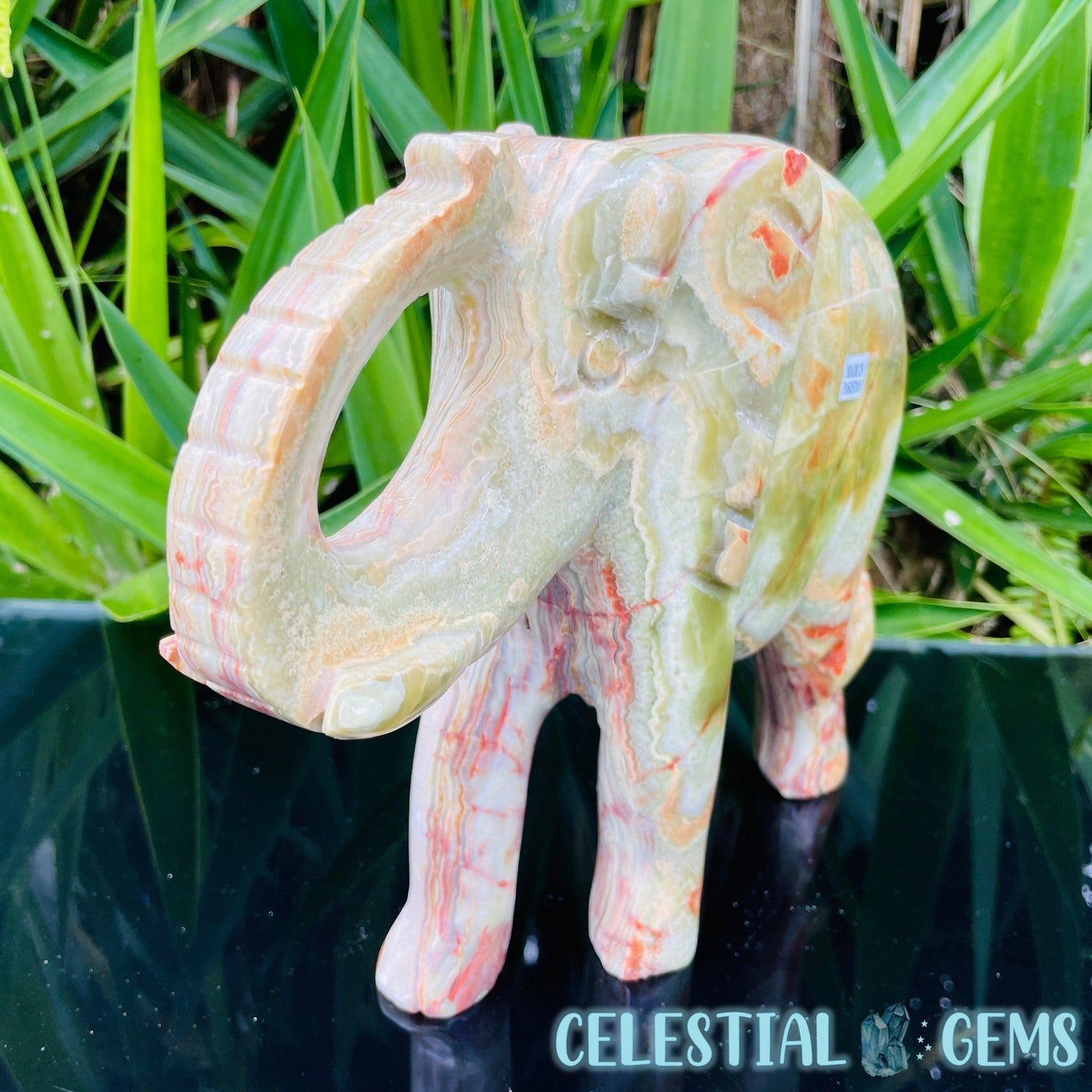 Banded Onyx Calcite Elephant XL Carving