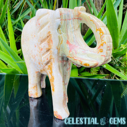 Banded Onyx Calcite Elephant XL Carving