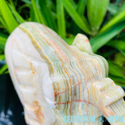 Banded Onyx Calcite Elephant XL Carving