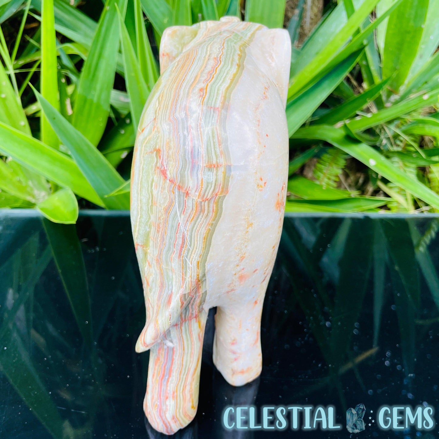 Banded Onyx Calcite Elephant XL Carving