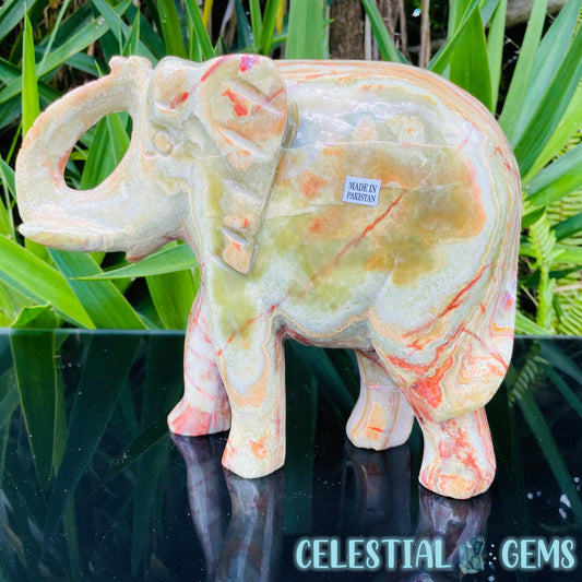 Banded Onyx Calcite Elephant XL Carving