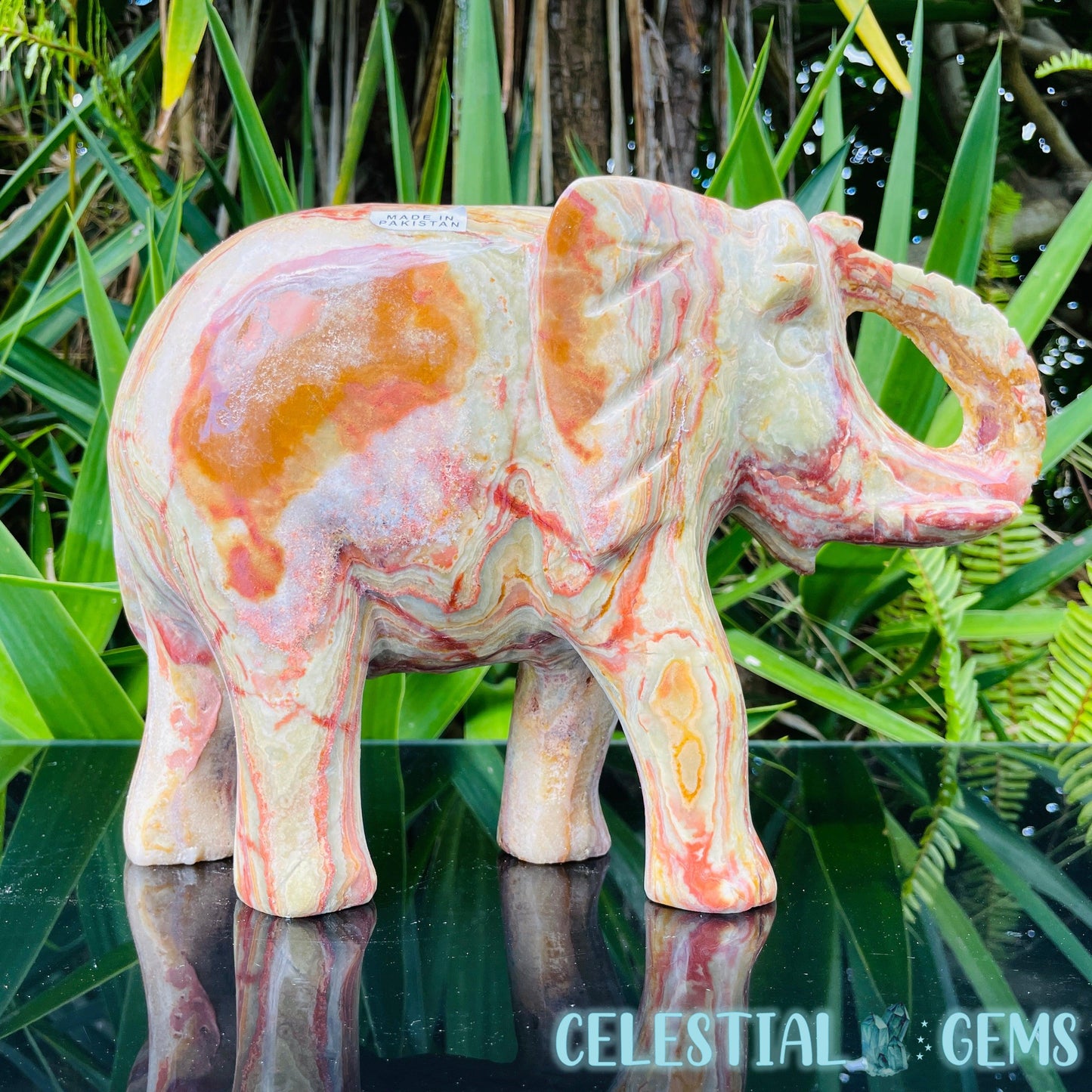 Banded Onyx Calcite Elephant XL Carving