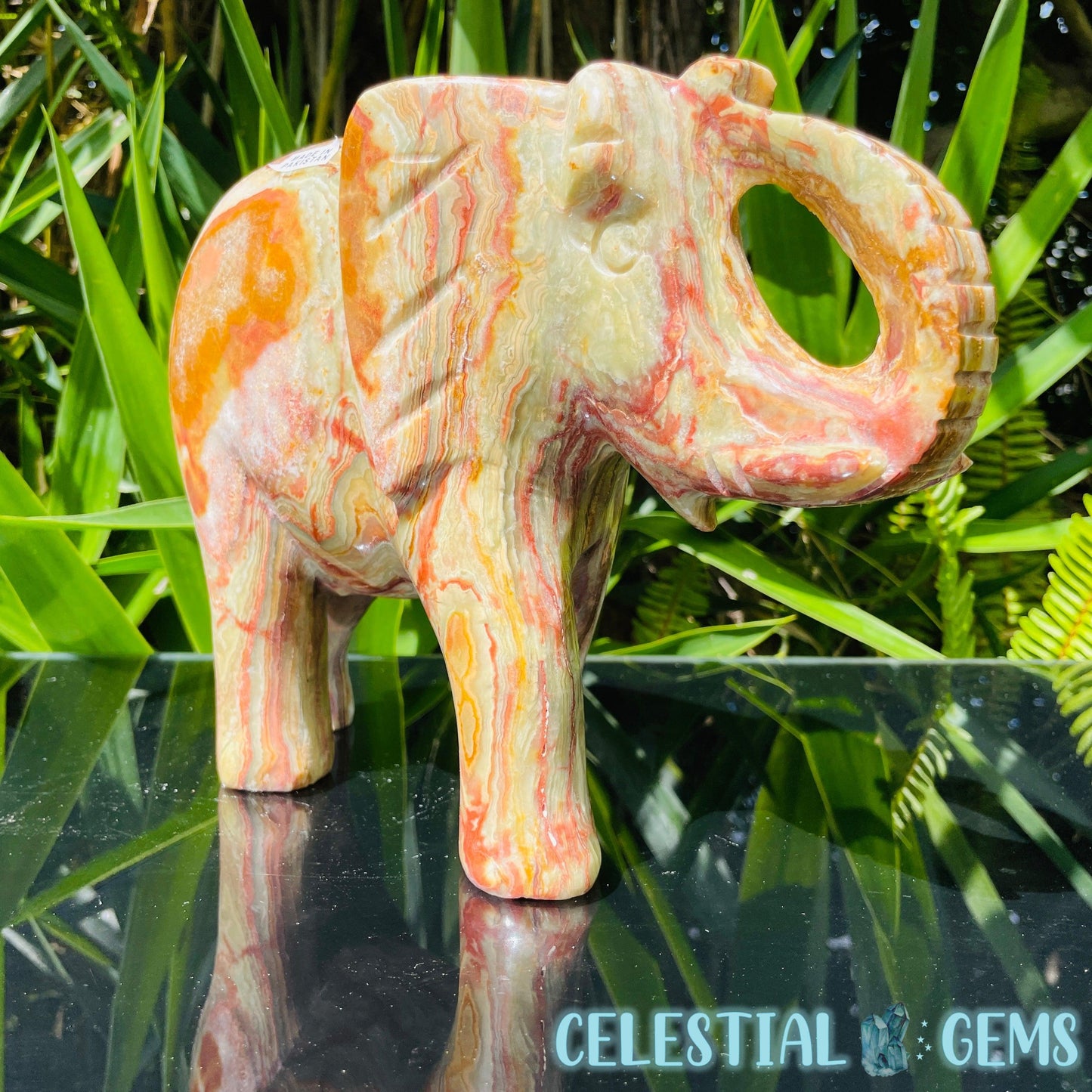 Banded Onyx Calcite Elephant XL Carving