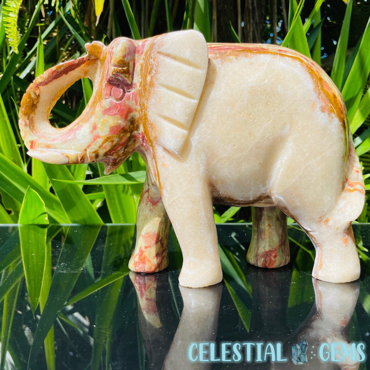 Banded Onyx Calcite Elephant XL Carving