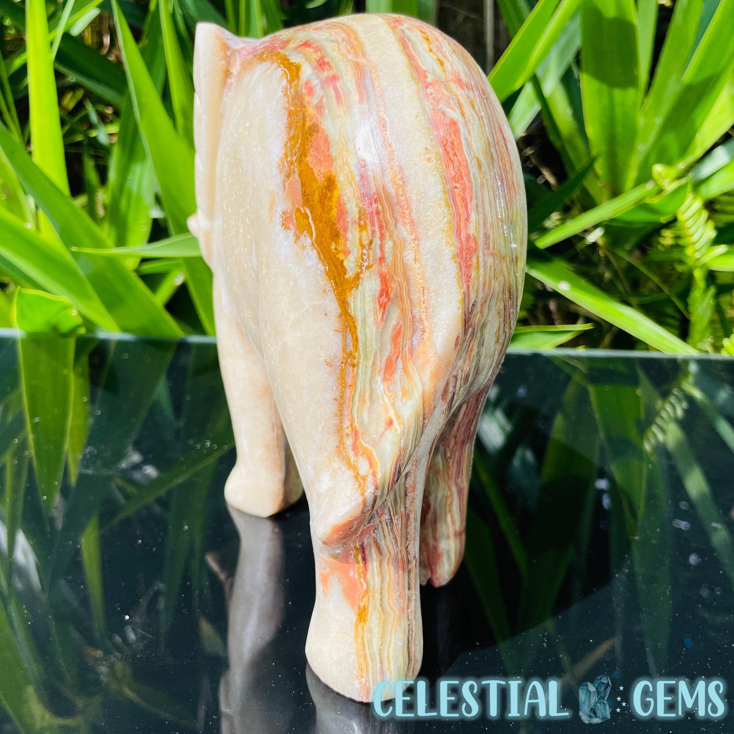 Banded Onyx Calcite Elephant XL Carving