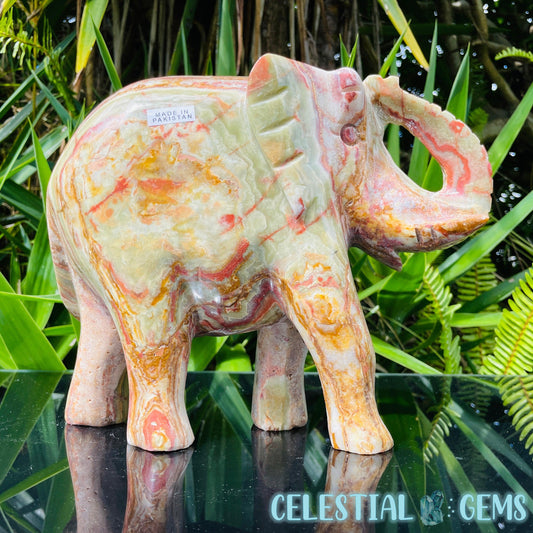 Banded Onyx Calcite Elephant XL Carving