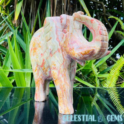 Banded Onyx Calcite Elephant XL Carving