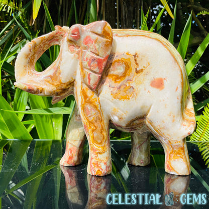 Banded Onyx Calcite Elephant XL Carving