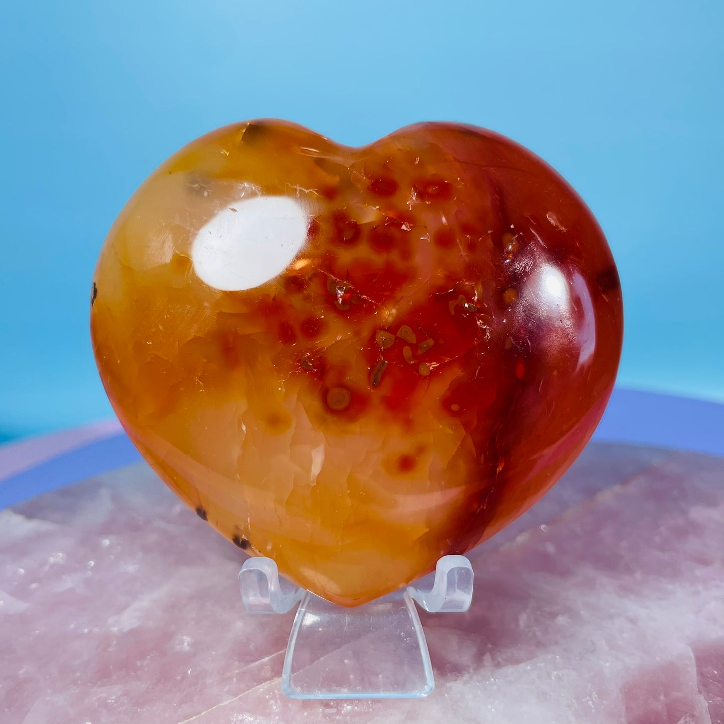 Carnelian Agate Heart Medium Carving