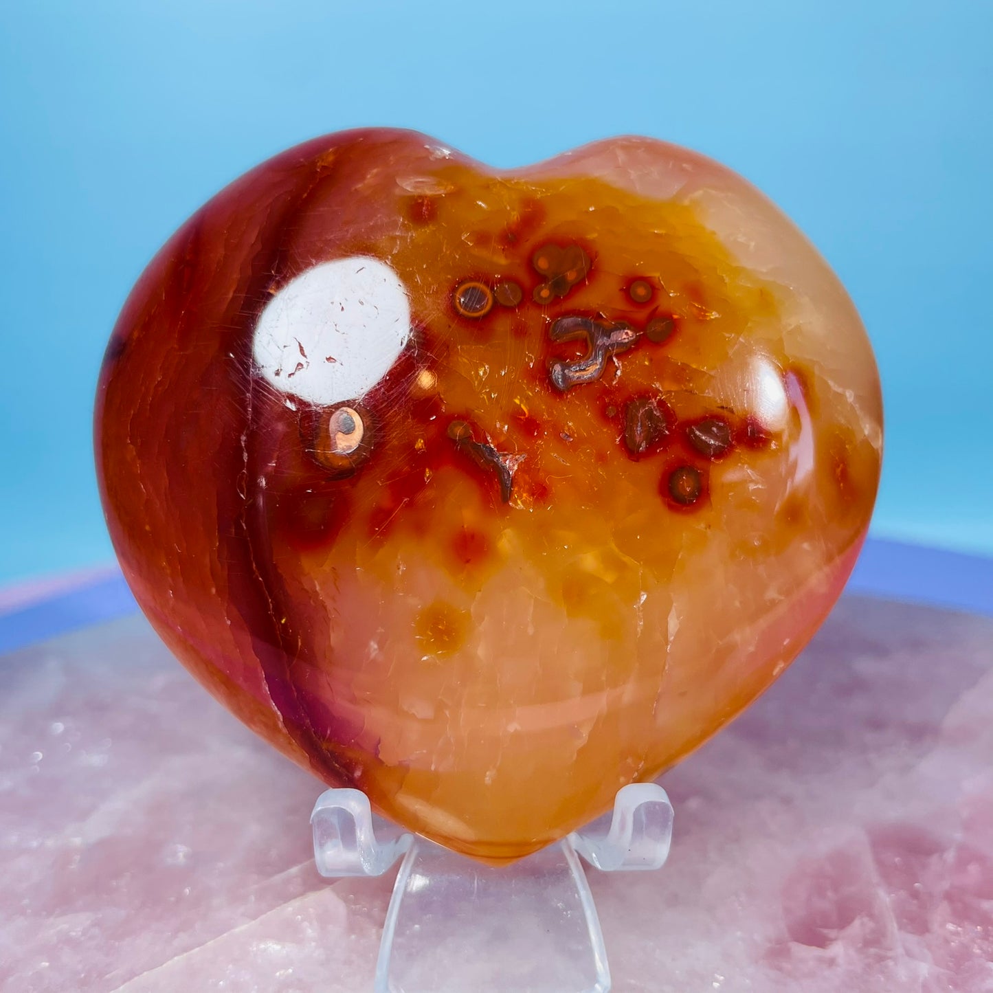Carnelian Agate Heart Medium Carving