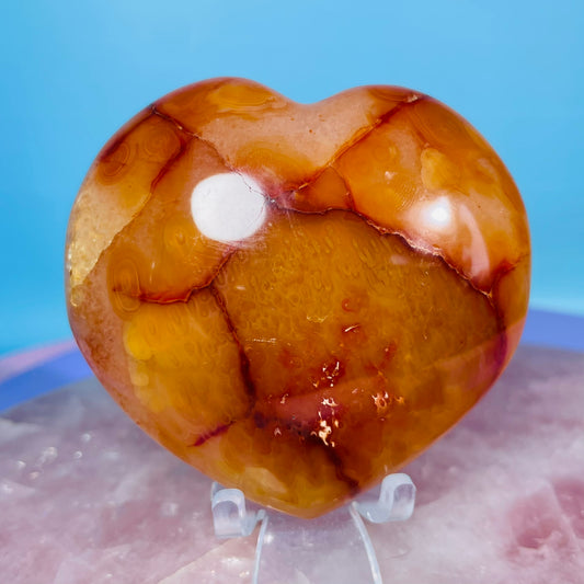 Carnelian Agate Heart Medium Carving
