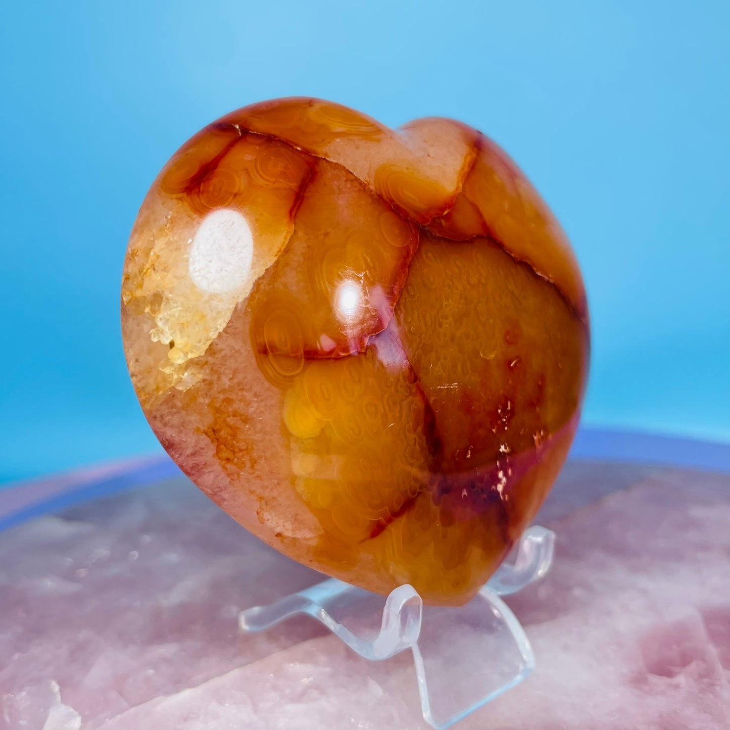 Carnelian Agate Heart Medium Carving