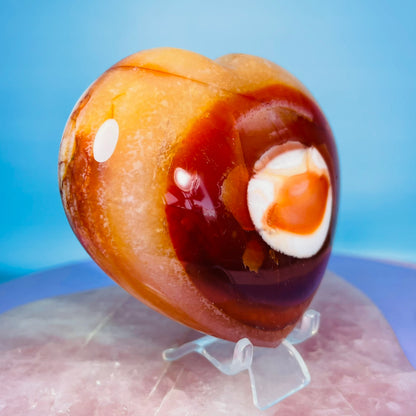 Carnelian Agate Heart Large Carving