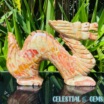 Banded Onyx Calcite Chinese Dragon Large Carving