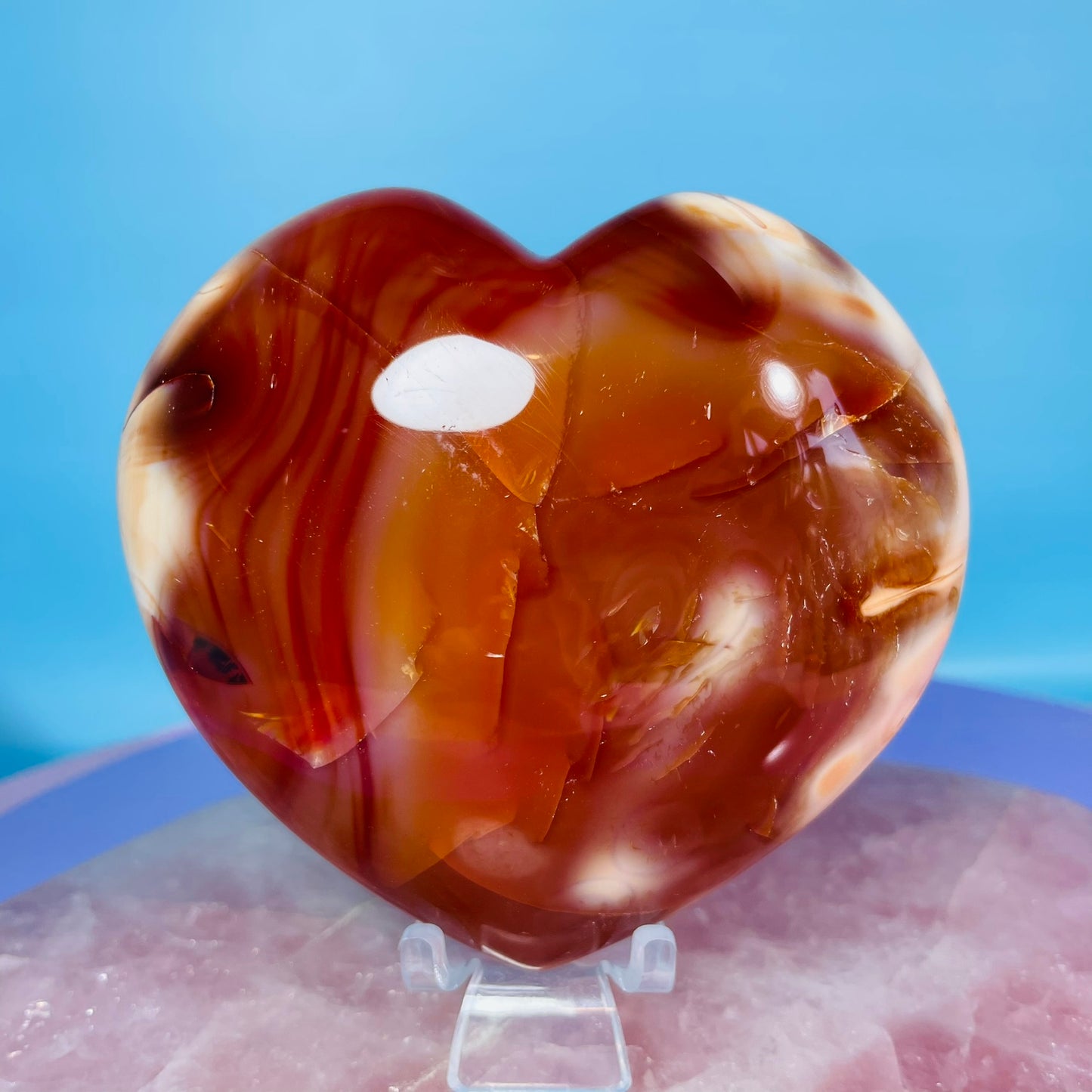 Carnelian Agate Heart Large Carving