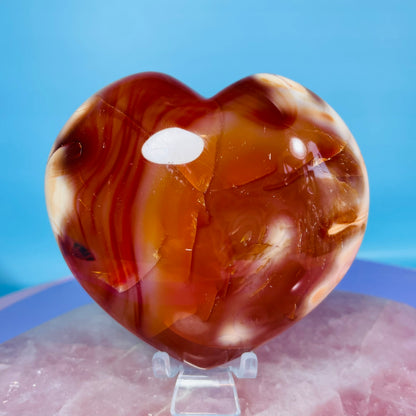 Carnelian Agate Heart Large Carving