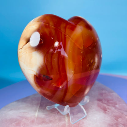 Carnelian Agate Heart Large Carving